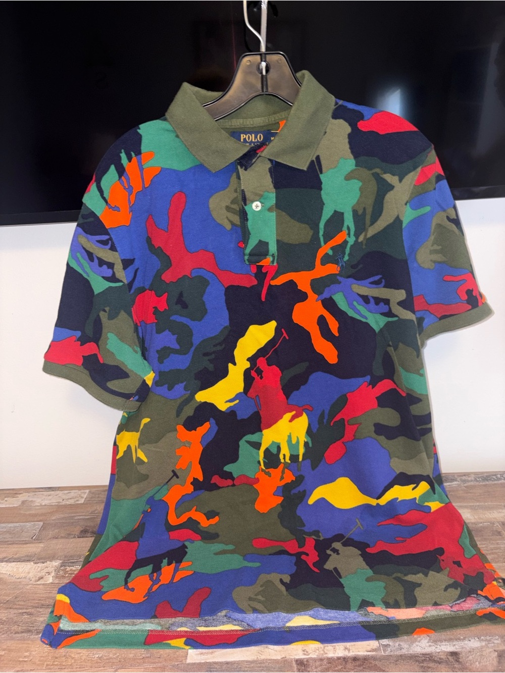 Ralph Lauren Multicolor Camo Polo with Olive Collar